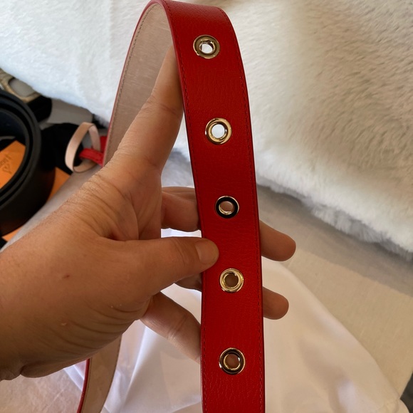 Jimmy Choo Madeline belt in mandarin red with crystals. 1.5 in wide size 85 NEW - Picture 5 of 7